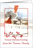 Vermont Christmas Greetings Farmhouse Custom Name card