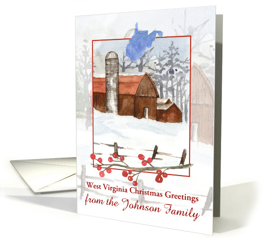 West Virginia Christmas Greetings Farmhouse Custom Name card (1886696)
