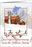 West Virginia Christmas Greetings Farmhouse Custom Name card