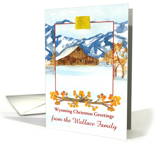 Wyoming Christmas Greetings Farmhouse Custom Name card (1886702)