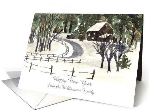 Happy New Year Farm Winter Custom Name card (1886742)
