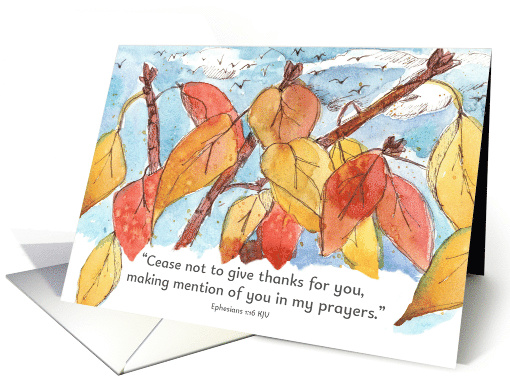 Happy Thanksgiving Scripture Ephesians Fall Leaves card (1887182)