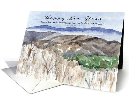 Happy New Year Scripture Romans 10 Mountain Snow card (1887216)