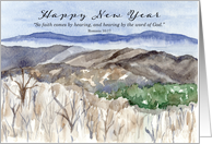 Happy New Year Scripture Romans 10 Mountain Snow card