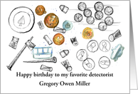 Happy Birthday Metal Detecting Coins Buttons Custom Name card