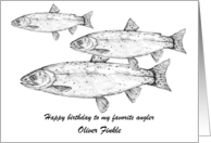 Happy Birthday Fishing Angler Custom Name card