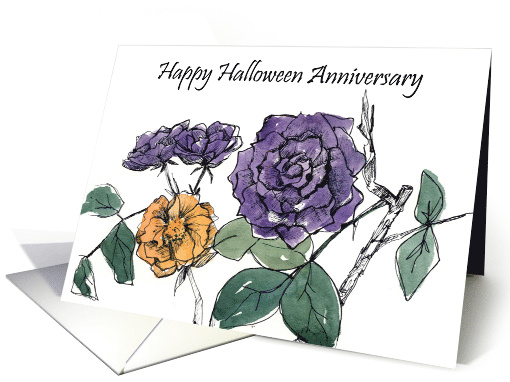 Happy Halloween Anniversary Purple Roses card (1887428)
