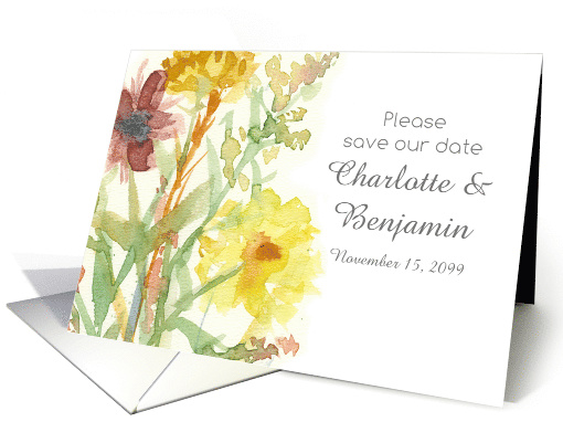 Save The Date Wedding Fall Wildflowers Custom Name card (1887776)