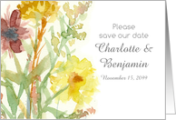 Save The Date Wedding Fall Wildflowers Custom Name card