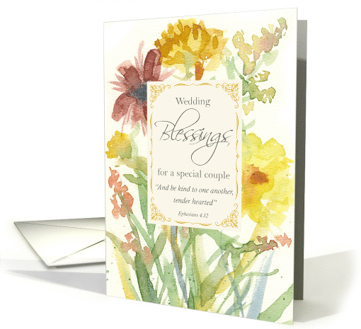 Wedding Blessings Congratulations Scripture Fall Flowers card