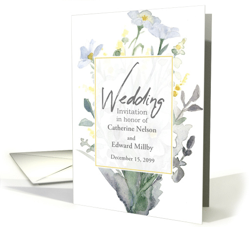 Winter Wedding Invitation Blue Flowers Personalize card (1888250)