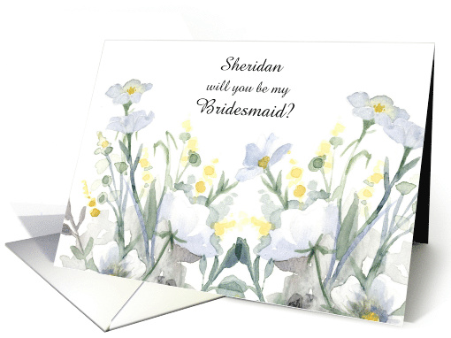 Wedding Bridesmaid Invitation Winter Flowers Custom Name card
