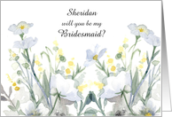 Wedding Bridesmaid Invitation Winter Flowers Custom Name card