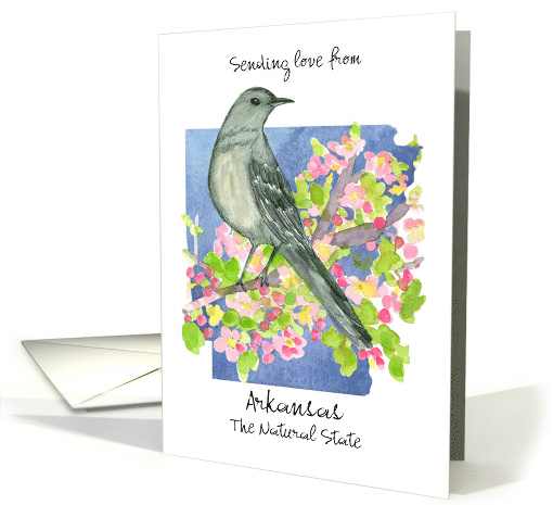 Sending Love from Arkansas Mockingbird Flowers Custom card (1889174)