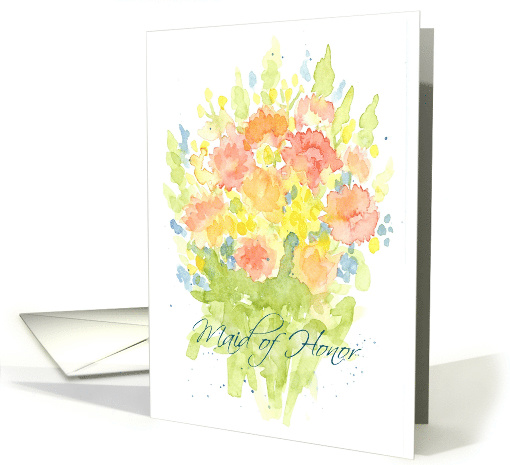 Maid of Honor Invitation Pink Wildflower Bouquet card (188920)