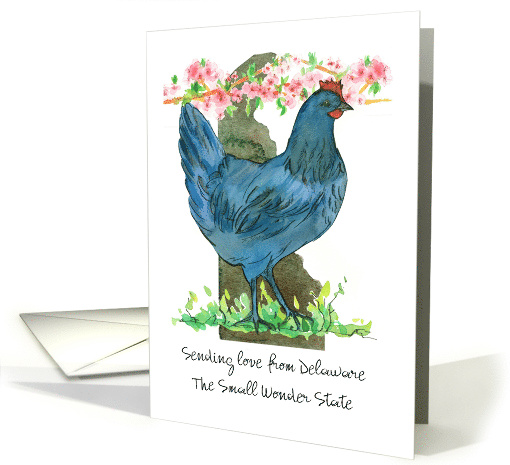 Sending Love from Delaware Chicken Hen Custom card (1889444)