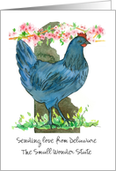 Sending Love from Delaware Chicken Hen Custom card