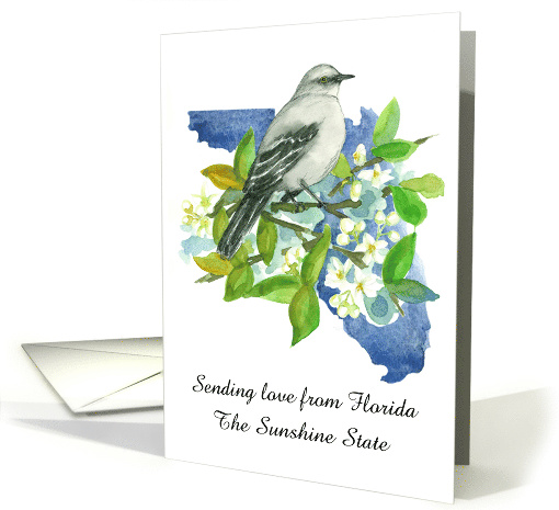 Sending Love Florida Mockingbird Orange Blossom Custom card (1889450)