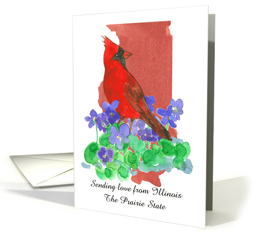 Sending Love from Illinois Cardinal Violets Custom card (1889470)