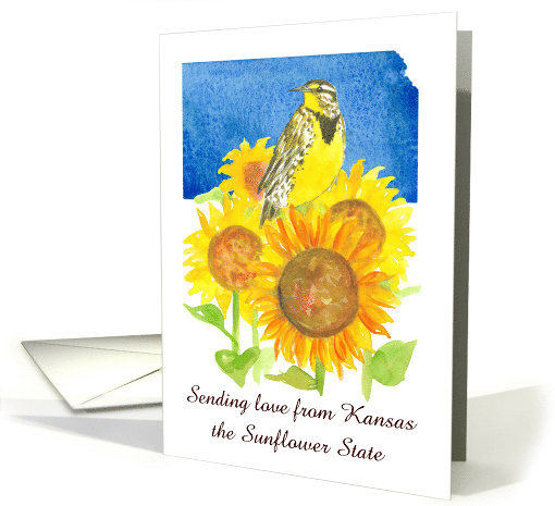 Sending Love from Kansas Sunflowers Watercolor Custom card (1889720)