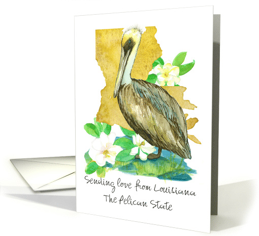 Sending Love from Louisiana Pelican Magnolia Custom card (1889782)