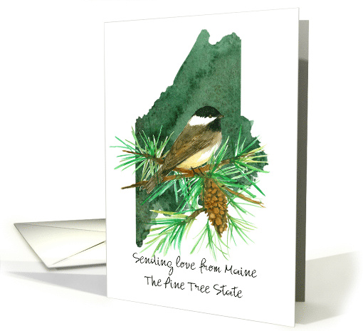 Sending Love from Maine Chickadee Pinecone Custom card (1889784)
