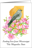 Sending Love from Mississippi Magnolia Mockingbird Custom card