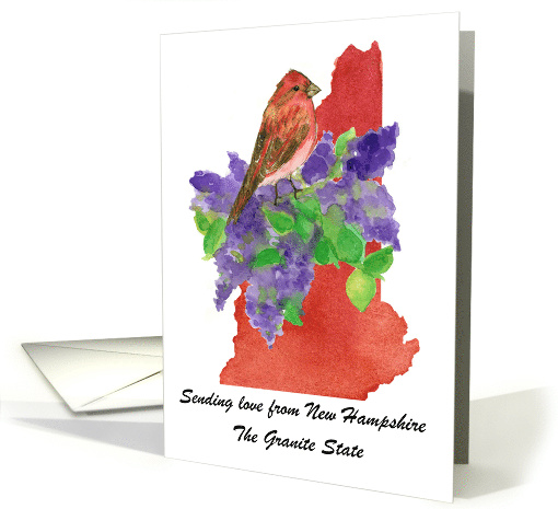 Sending Love from New Hampshire Finch Lilac Custom card (1890606)