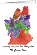 Sending Love from New Hampshire Finch Lilac Custom card