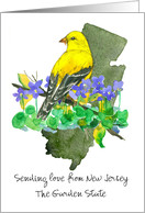 Sending Love from New Jersey Goldfinch Violets Custom card