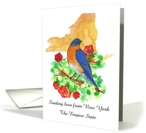 Sending Love from New York Bluebird Roses Custom card (1890934)
