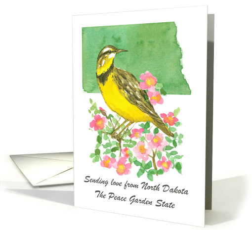 Sending Love North Dakota Meadowlark Rose Custom card (1890950)