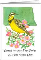 Sending Love North Dakota Meadowlark Rose Custom card