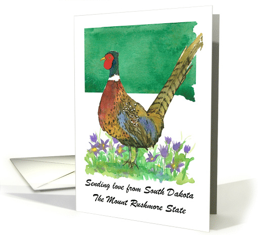 Sending Love South Dakota Pheasant Pasque Flower Custom card (1891716)