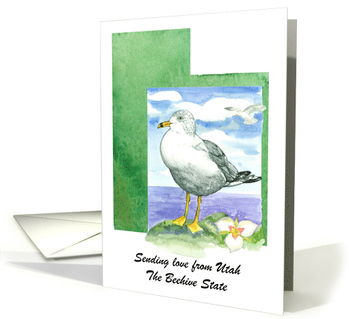 Sending Love Utah Seagull Sego Lily Flower Custom card (1891726)