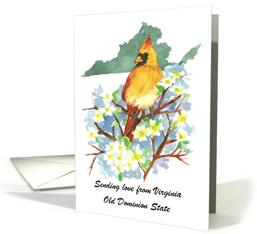 Sending Love Virginia Cardinal Dogwood Flower Custom card (1891772)