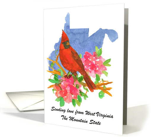 Sending Love West Virginia Cardinal Rhododendron Custom card (1891778)