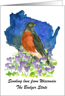 Sending Love Wisconsin Robin Wood Violets Custom card