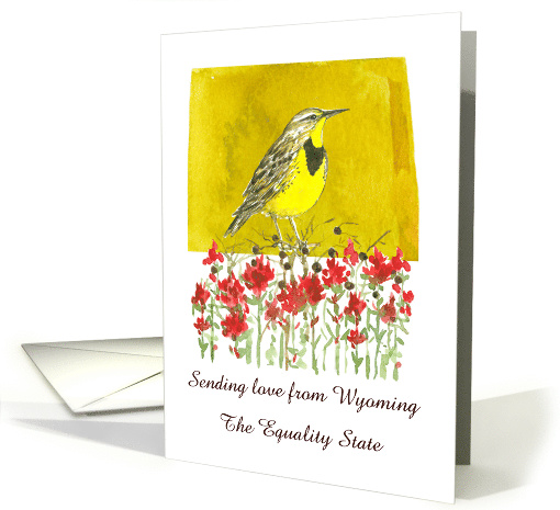 Sending Love Wyoming Meadowlark Indian Paintbrush Custom card