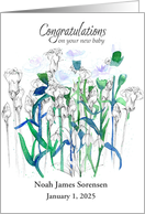 New Baby Congratulations White Carnations Custom Name card