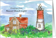 Greetings Nauset Beach Lighthouse Cape Cod Watercolor card