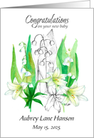 New Baby Congratulations Lily Flowers Custom Name card
