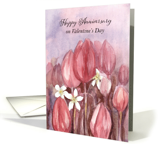 Happy Anniversary Valentine's Day Mauve Tulip Flowers card (1893506)