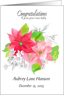 New Baby Congratulations Poinsettia Flower Custom Name card
