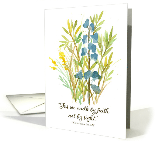 Walk By Faith Scripture Corinthians Flower Spatter Blank card