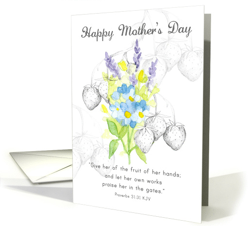 Mother's Day Scripture Proverbs Bible Strawberry Flower card (1895778)