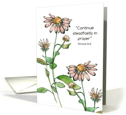 Praying for You Scripture Romans 12 Pink Wildflowers card (1896184)