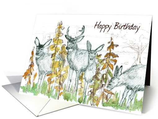 Happy Birthday Deer Hunter Wildlife Trees card (1897730)