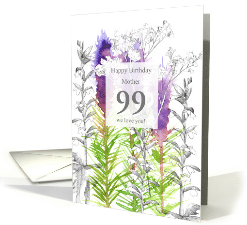 Happy 99th Birthday Purple Flowers Personalized card (1897810)