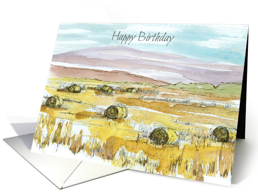Happy Birthday Favorite Farmer Hay Bales Field card (1898096)